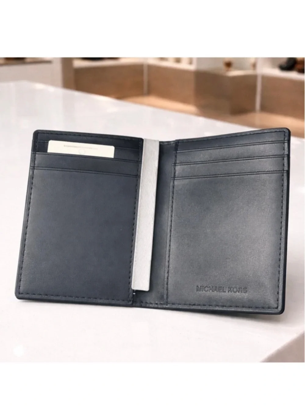 NWT Michael Kors Cooper MK Logo Folding Card Case Wallet Cornflower Blue